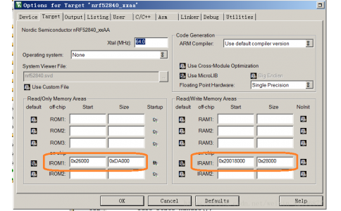 nRF52840等nRF52系列keil 環境：ROM與RAM 開始地址及大小設置